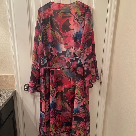 Torrid Pink and Purple Floral Swimsuit with Matching Kimono (Size 2 - 16/18) - Picture 11 of 13